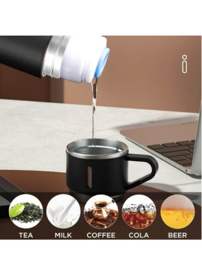 Vacuum Flask Original 500ml Thermos Mug with 3 Cups - Black - Image 3